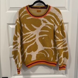 MOTHER Mustard and Cream Abstract Sweater